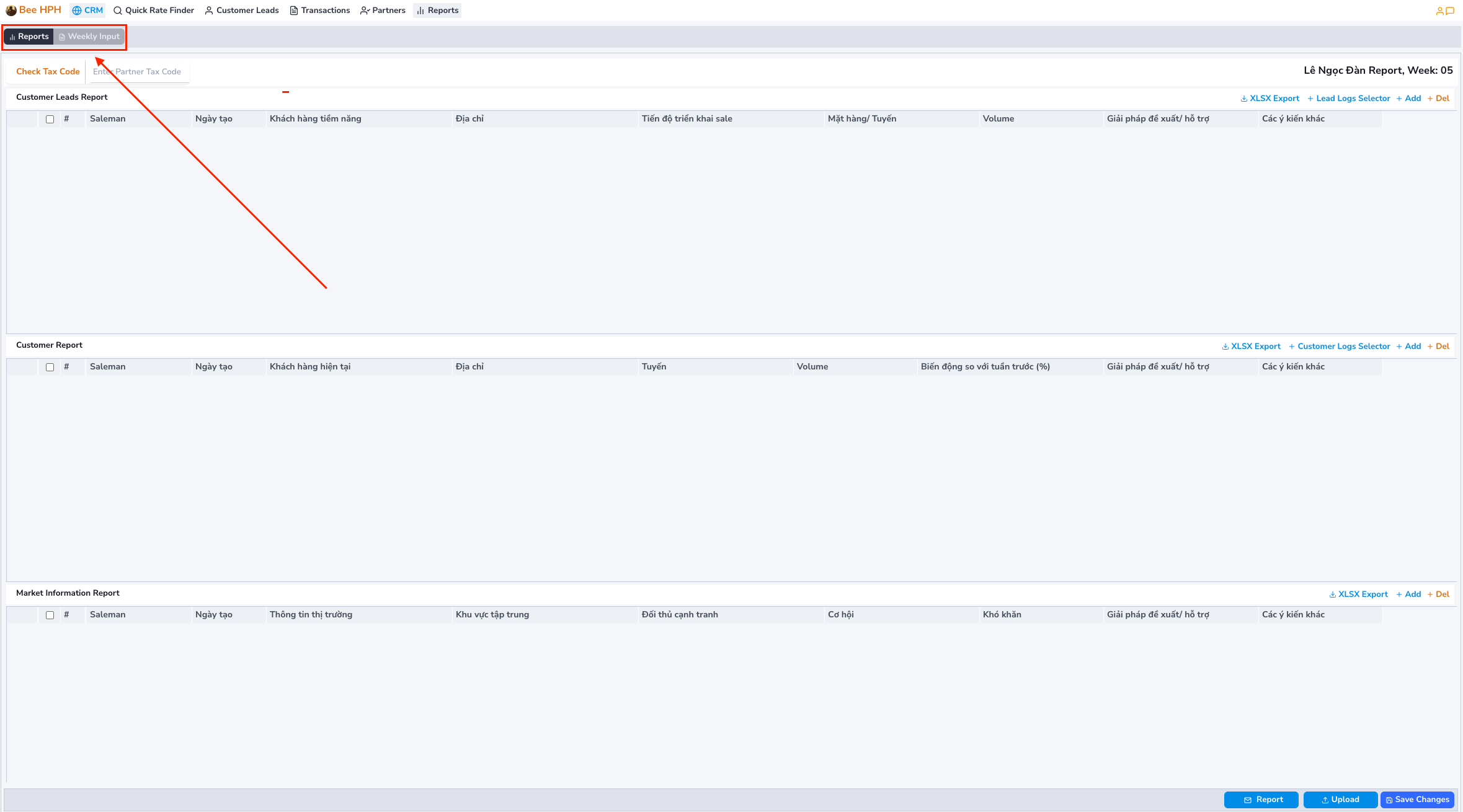 Hình ảnh minh họa cho các nút chức năng trên màn hình báo cáo