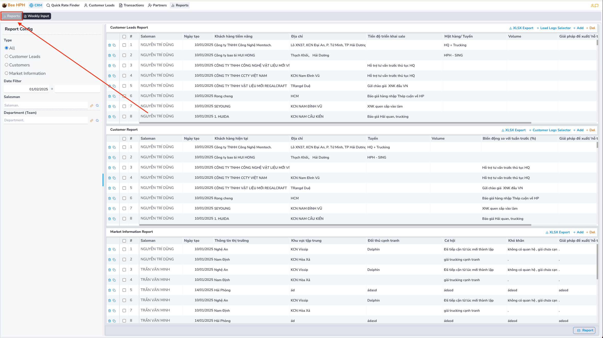 Illustration of the summary screen of report data