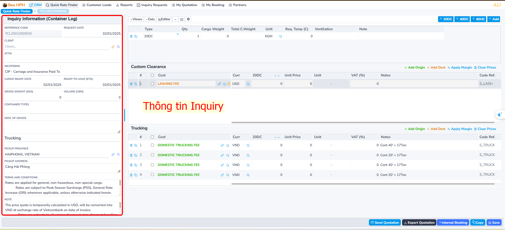 Placeholder for Inquiry Info