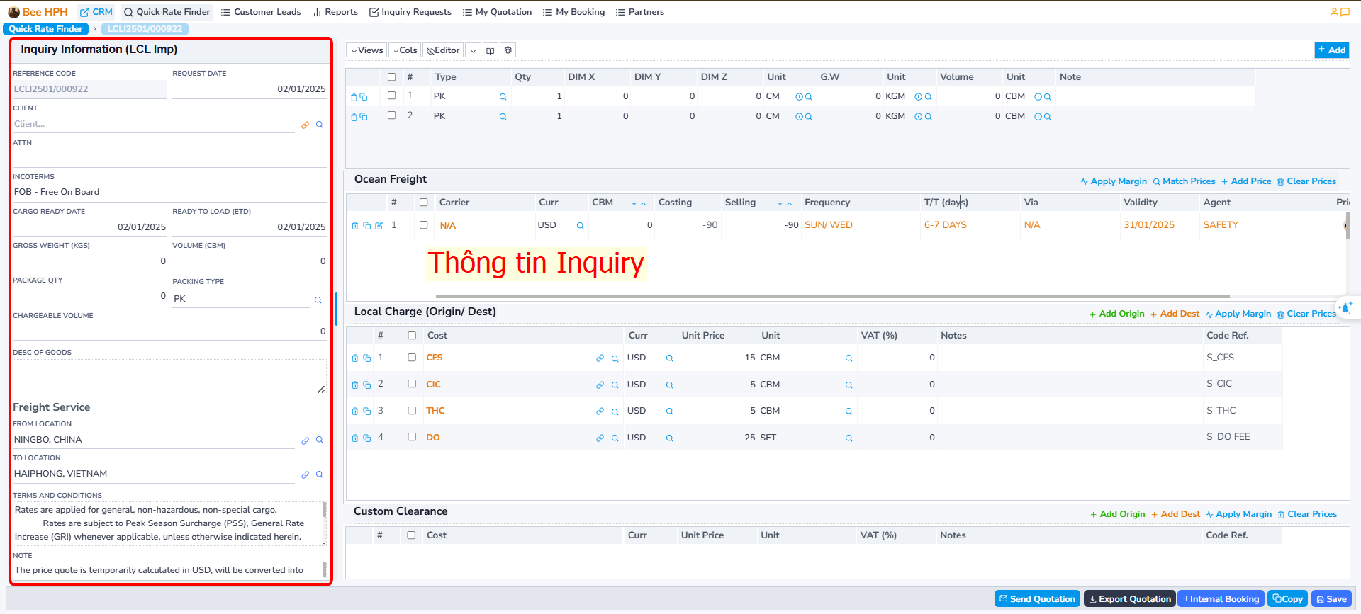 Placeholder for Inquiry Info